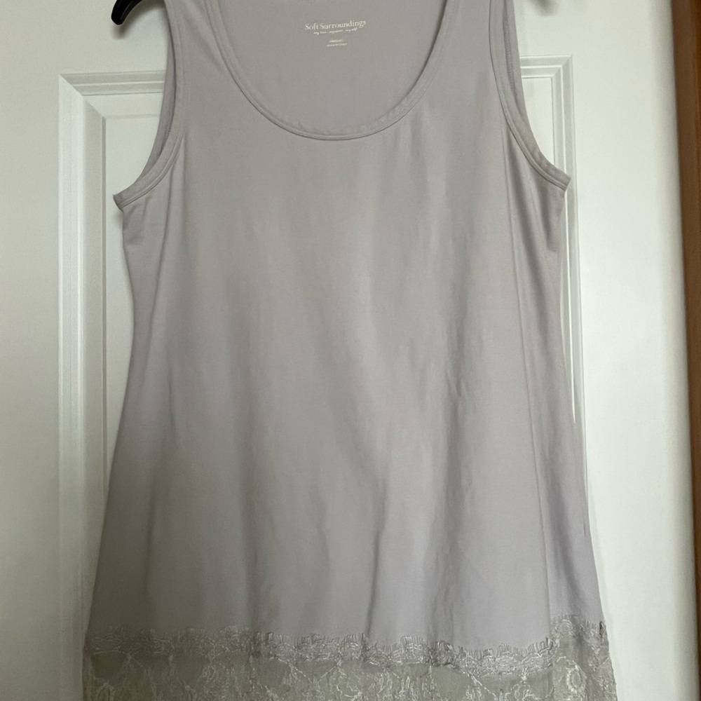 Soft Surroundings Gray Tank Top with Lace Trim